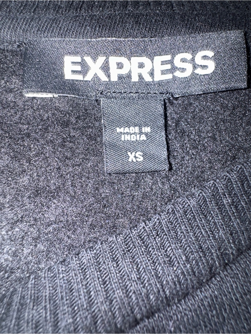 Express Black Crewneck Sweater with Beaded Lattice Sleeves - Picture 3 of 3